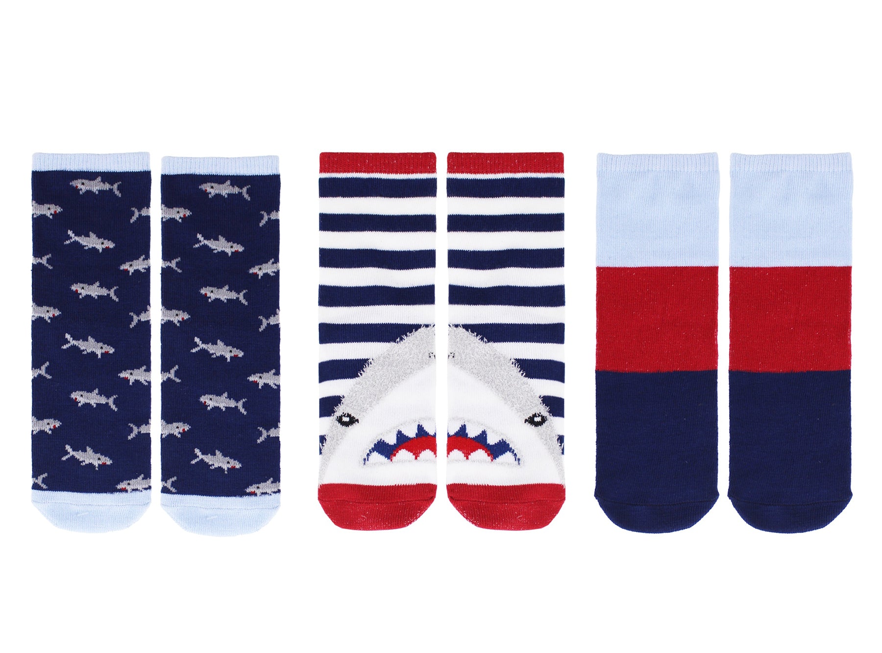 116252-40-DENSLEY-CO-3-PAIRES-DE-BAS-POUR-ENFANTS-REQUIN-TAILLE-46-02-116252-40-DENSLEY & CO - 3 Pairs of socks for kids shark SIZE 4-6-Kids Socks | Accessories-Densley & Co-Yellow Shoes