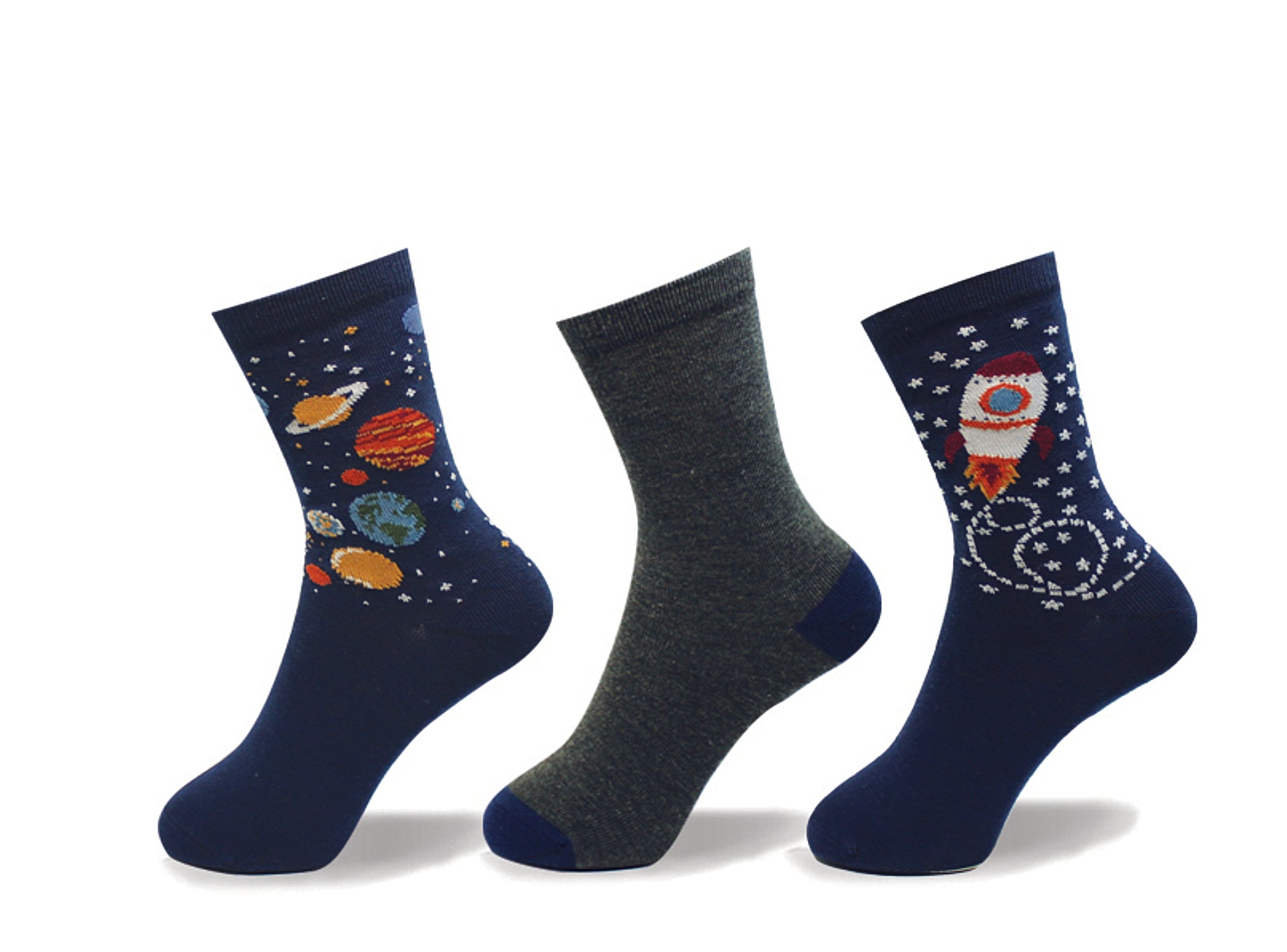 117145-00-POINTZERO3PAIRESDEBASPOURENFANTSTAILLE811SPACESHIP-117145-00-POINT ZERO - 3 Pairs of socks for kids SIZE 8-11-Kids Socks | Accessories-Point Zero-Yellow Shoes